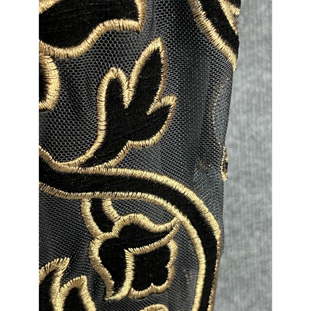 Adrianna Papell Black Velvet Off Shoulder Brocade Gown Formal Evening Size 6 - Picture 9 of 13